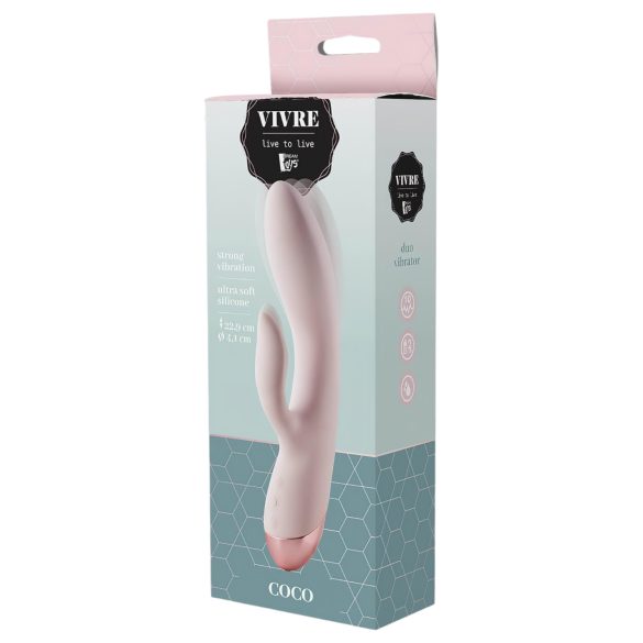 Vivre Coco - vibrator s dodatkom za klitoris - punjivi - rozi