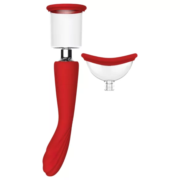 Red Revolution Georgia - G točka vibrator i pumpica za vaginu - silikon crvena