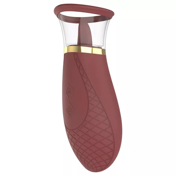 Dreamtoys Roxy - vibrator s usisavanjem i lizanjem - bordo