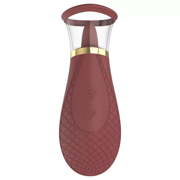 Dreamtoys Roxy - vibrator s usisavanjem i lizanjem - bordo