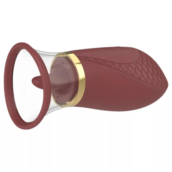 Dreamtoys Roxy - vibrator s usisavanjem i lizanjem - bordo