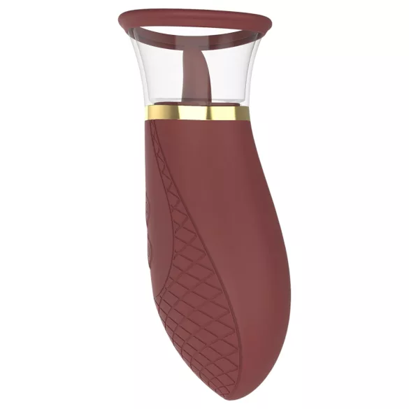 Dreamtoys Roxy - vibrator s usisavanjem i lizanjem - bordo