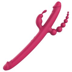   Dreamtoys - vibrator za stimulaciju nekoliko zona - punjivi, 4 nastavka, rozi