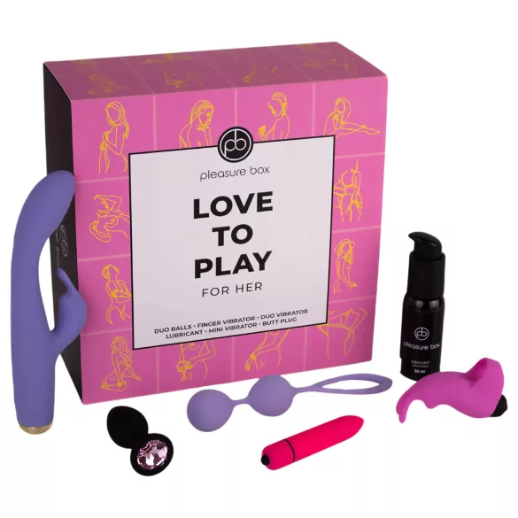 Pleasure Box Love to Play - set vibratora - 6 dijelova - roza-ljubičasta