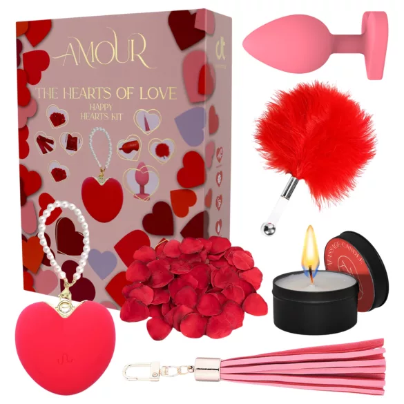 Dreamtoys Amour - komplet s vibratorom u obliku srca (crveni)