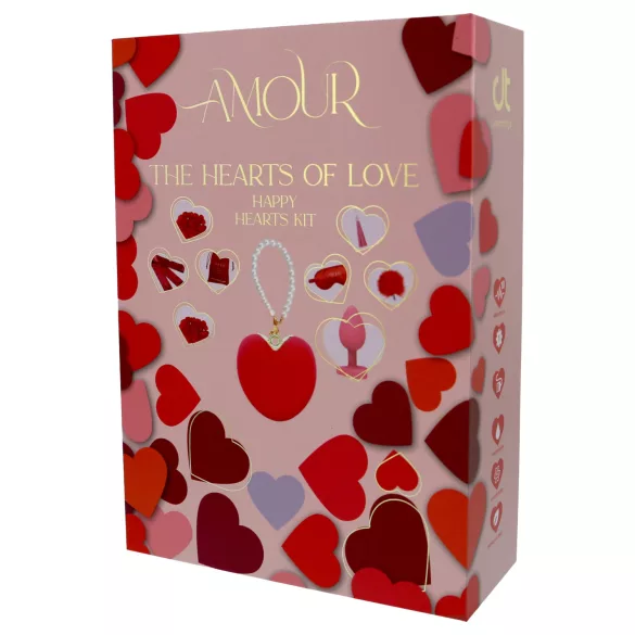 Dreamtoys Amour - komplet s vibratorom u obliku srca (crveni)