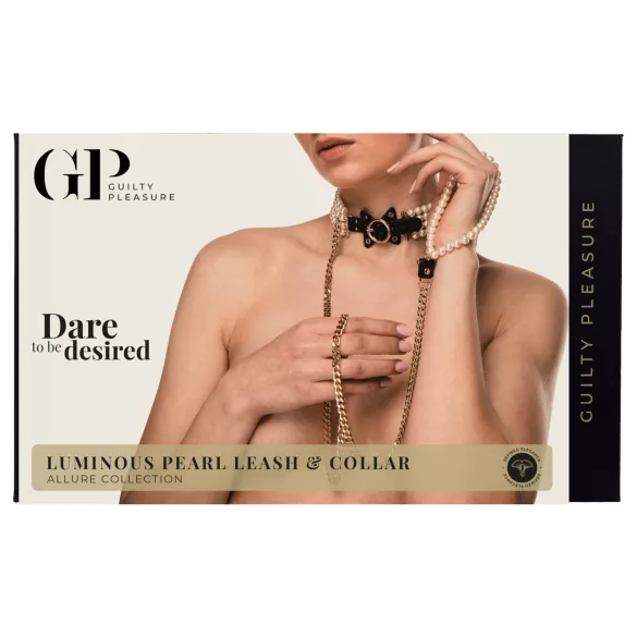 Allure - ogrlica s perlama i povodcem - crna