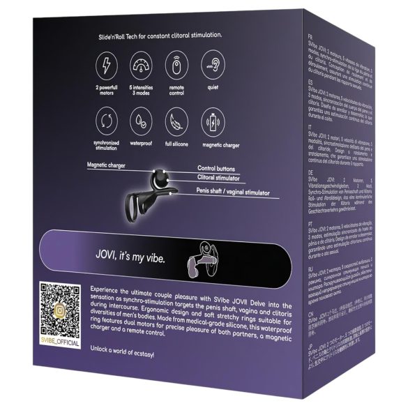 Snail Vibe Jovi - vibrator za parove i penis prsten - crna