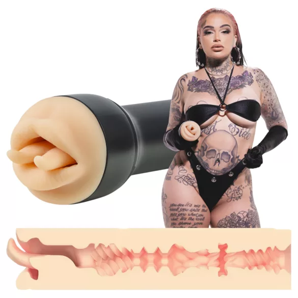 Kiiroo Feel Leigh Raven - umjetna vagina s izrezanim jezikom (prirodna)