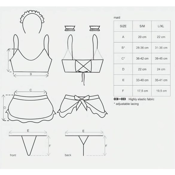 Obsessive Maid - kostim sobarice set - 5 dijelova