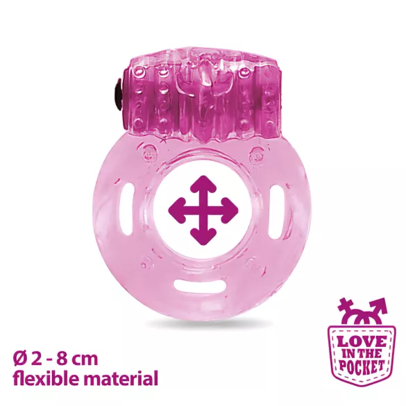 Love in the Pocket - vibracijski prsten za penis za jednokratnu upotrebu - roza