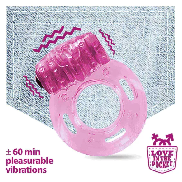 Love in the Pocket - vibracijski prsten za penis za jednokratnu upotrebu - roza