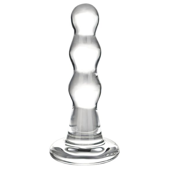 GLAS - valoviti stakleni analni dildo (prozirni)