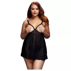   BACI Plus Size - otvoreni babydoll s točkicama - crna - XL-XXL