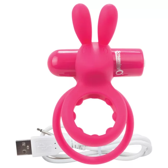 Screaming O Ohare - vibrator prsten za penis s ušima - punjivi silikon rozi
