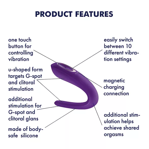 Satisfyer Double Classic - vodootporni, akumulatorski vibrator za parove (ljubičasti)
