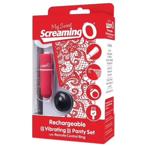 Screaming O - Vibrirajuće tange - crvene - S-L