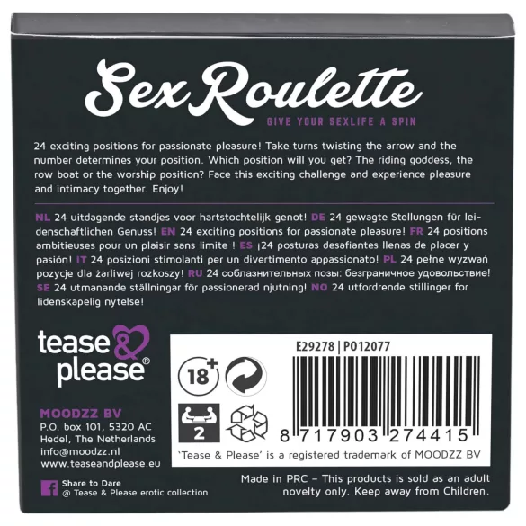 Sex Roulette Kama Sutra - erotska društvena igra (na 10 jezika)