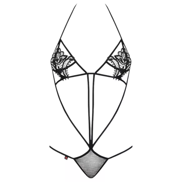 Obsessive - body s naramenicama i uzorkom tulipana - crna (S/M)