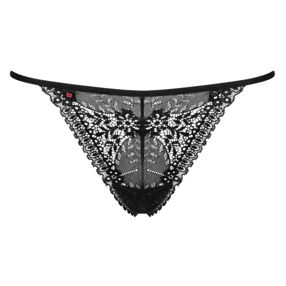 Obsessive Intensa - čipkane tange s trakicama - crna - L/XL