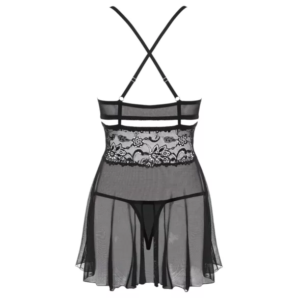 Obsessive - Babydoll set - prozirna čipka - crna