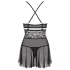 Obsessive - Babydoll set - prozirna čipka - crna - L/XL