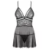 Obsessive - Babydoll set - prozirna čipka - crna - 2XL/3XL