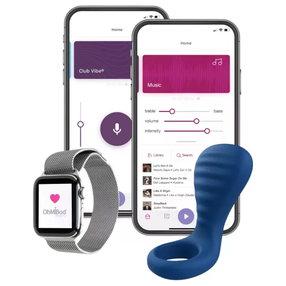 OHMIBOD Bluemotion Nex 3 - pametni vibracijski prsten za penis (plavi)