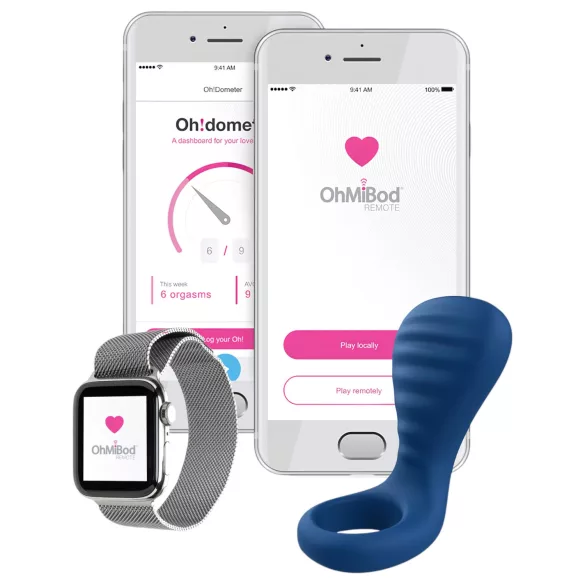 OHMIBOD Bluemotion Nex 3 - pametni vibracijski prsten za penis (plavi)