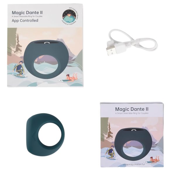 Magic Motion Dante II - vibracijski prsten za penis na punjenje - plavi