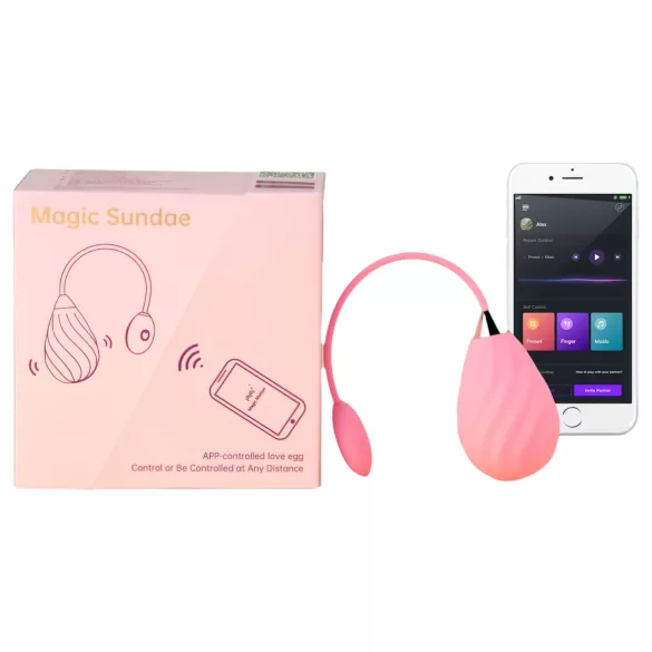 Magic Motion Sundae - nosivo vibrirajuće jaje s upravljanjem putem aplikacije (roza)