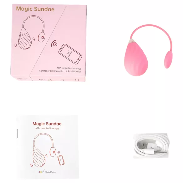 Magic Motion Sundae - nosivo vibrirajuće jaje s upravljanjem putem aplikacije (roza)