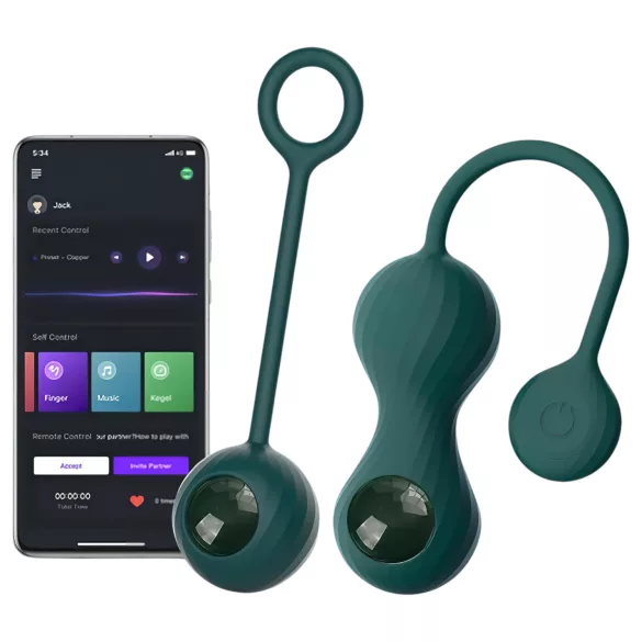 Magic Motion Crystal Duo - vibracijske gejša kuglice s upravljanjem putem aplikacije (zelene)