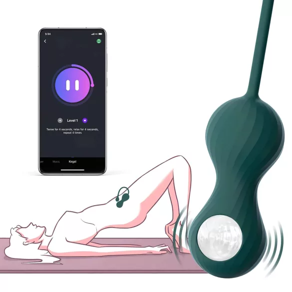 Magic Motion Crystal Duo - vibracijske gejša kuglice s upravljanjem putem aplikacije (zelene)