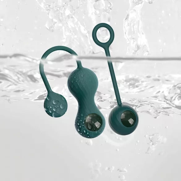 Magic Motion Crystal Duo - vibracijske gejša kuglice s upravljanjem putem aplikacije (zelene)