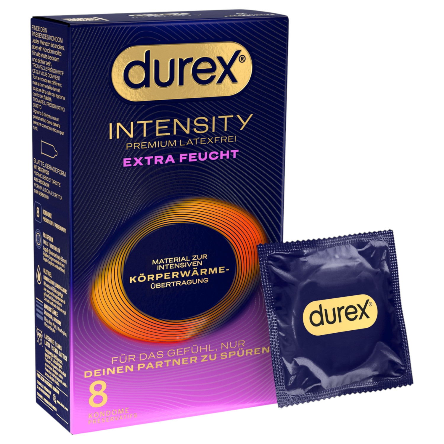 Durex Intensity - ekstra podmazani kondomi bez lateksa (8 komada)