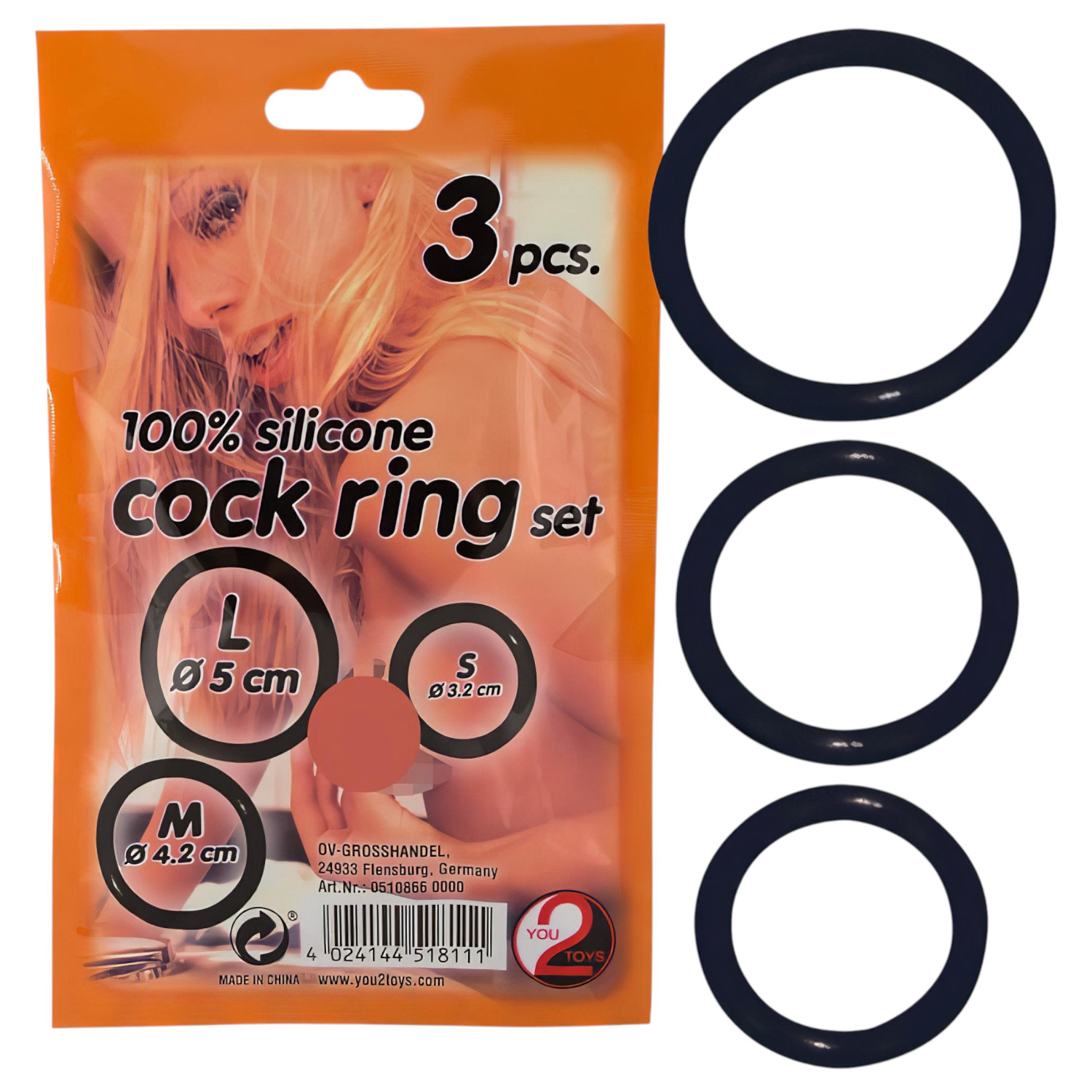You2Toys - Silikonski prsten za penis set od 3 komada - crni