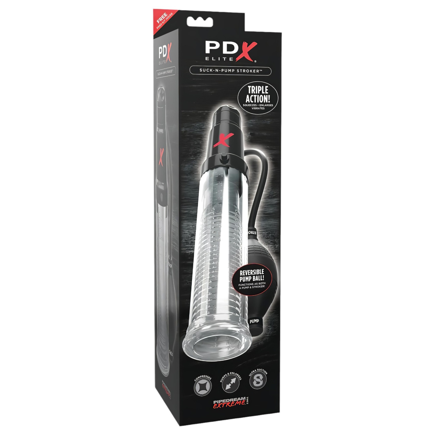 PDX Elite - 2u1 - pumpa za penis i masturbator u jednom (prozirno)