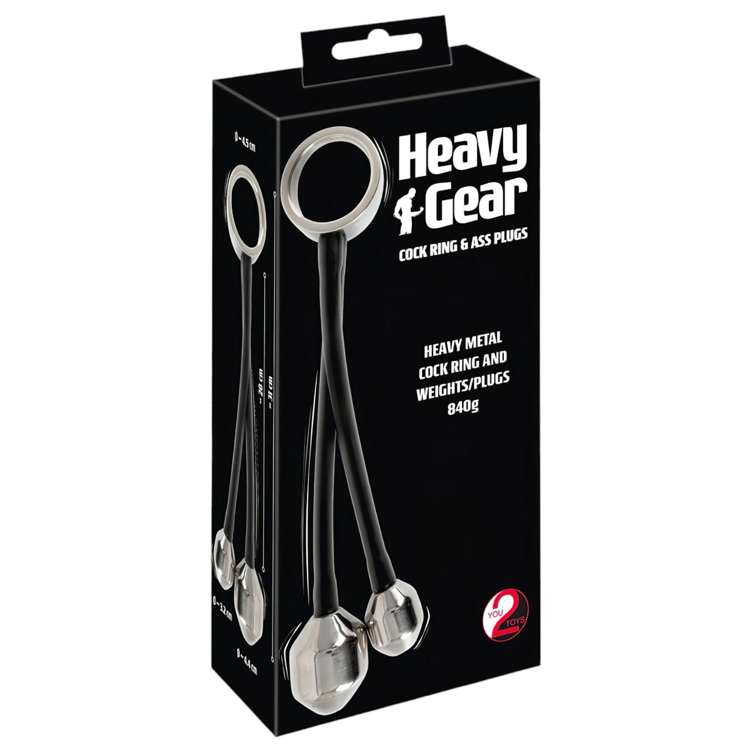 You2Toys Heavy Gear - prsten za penis i anus s utezima - crna