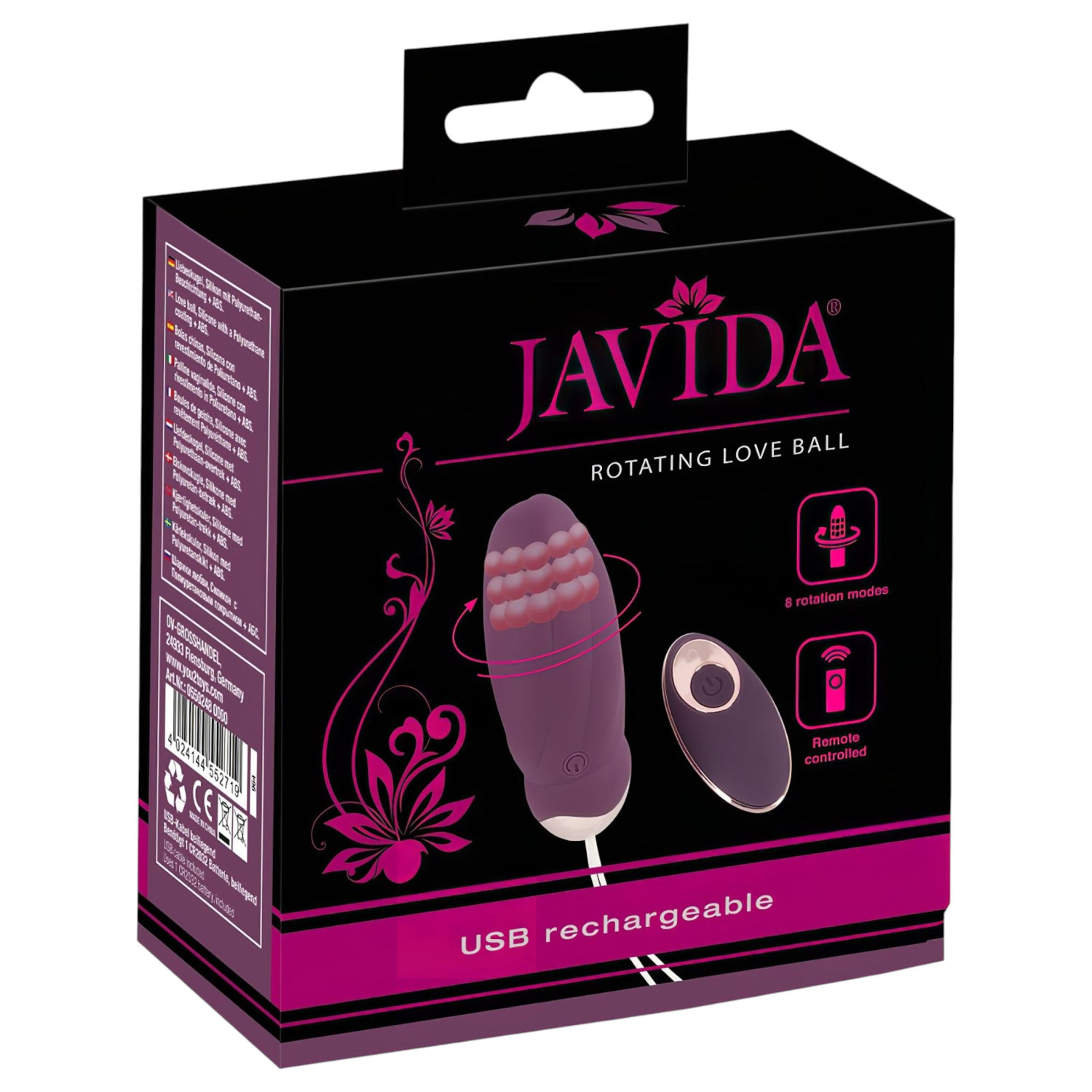 Javida - nosivo bežično rotirajuće jaje s kuglicama za vibraciju (ljubičasto)