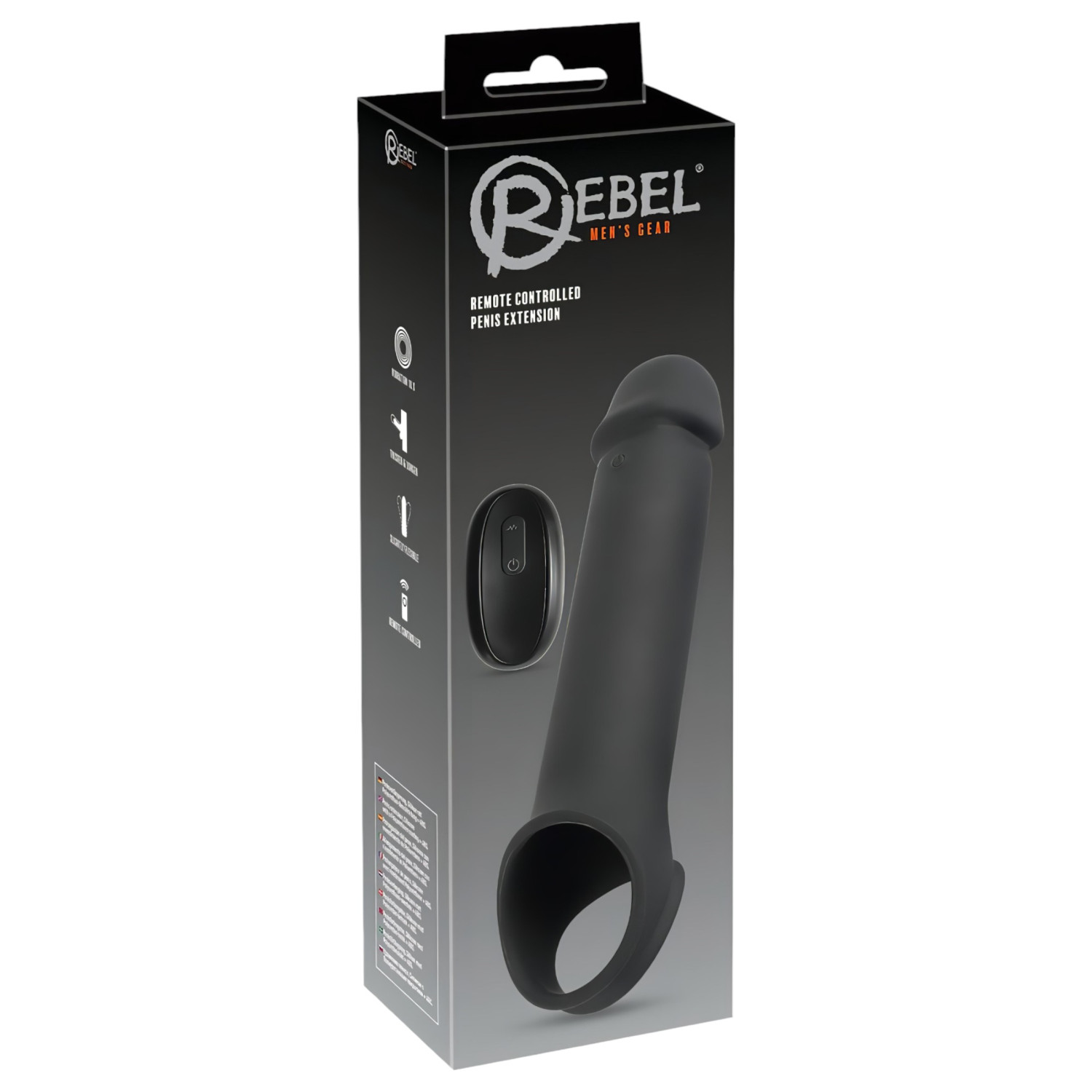 Rebel - vibrirajući penis rukav s daljinskim upravljačem - crni