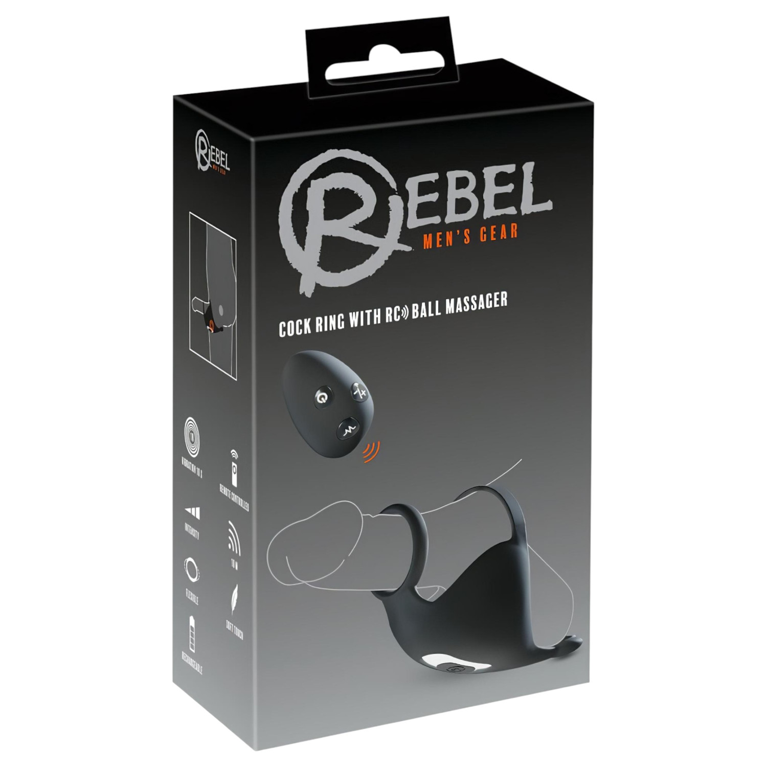 Rebel - penis prsten i vibrator za testise na punjenje - crni