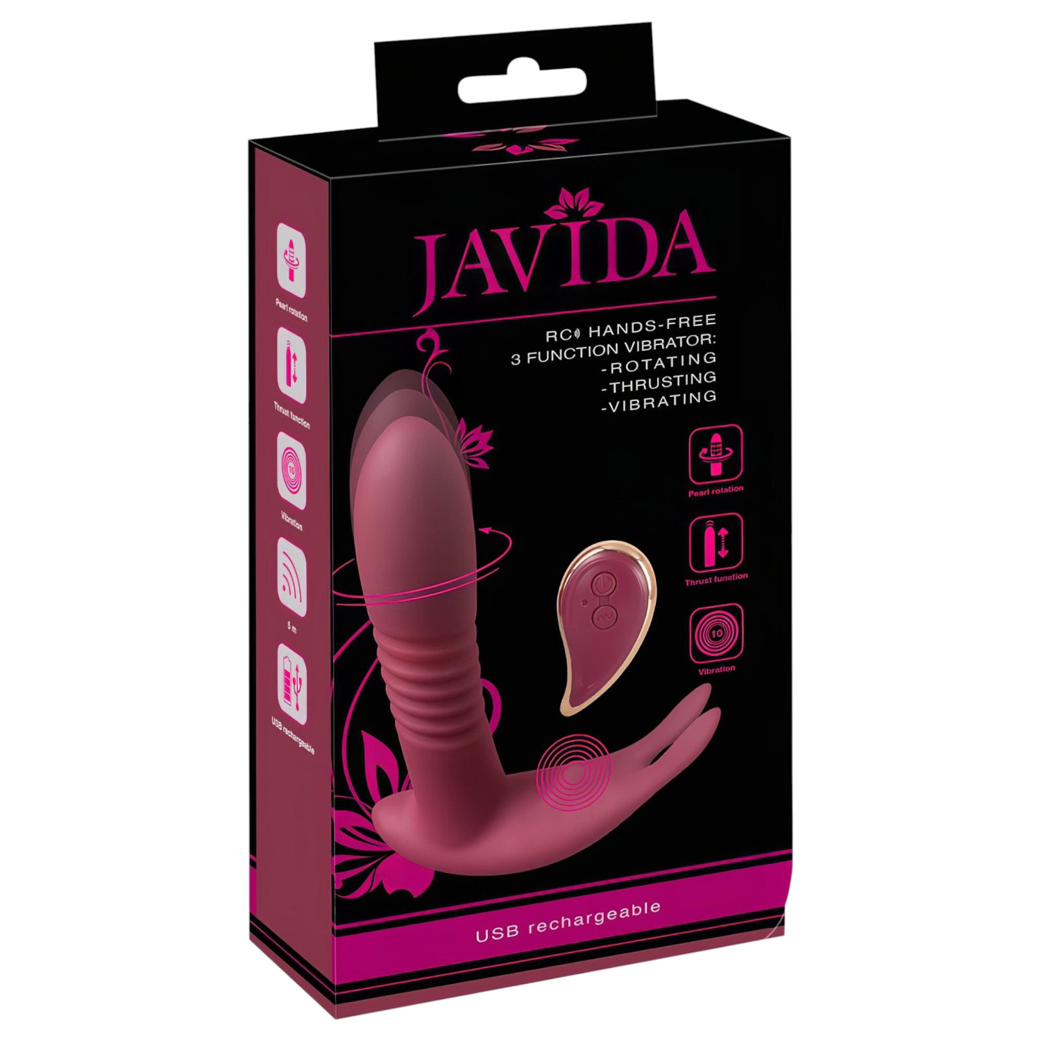 Javida RC - vibrátor za klitoris s daljinskim upravljanjem - 3 funkcije - crveni