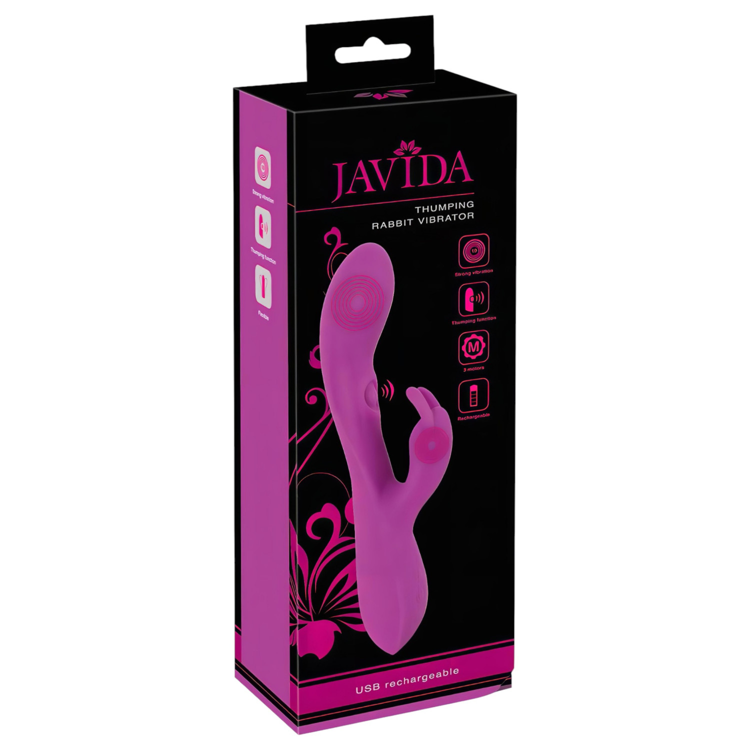 Javida Thumping Rabbit - vibrator za G-točku i klitoris s 3 motora - ljubičasti