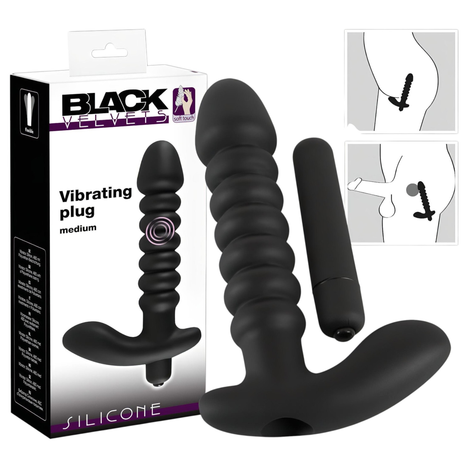 Black Velvets - vibrator s naborima - srednji - crni