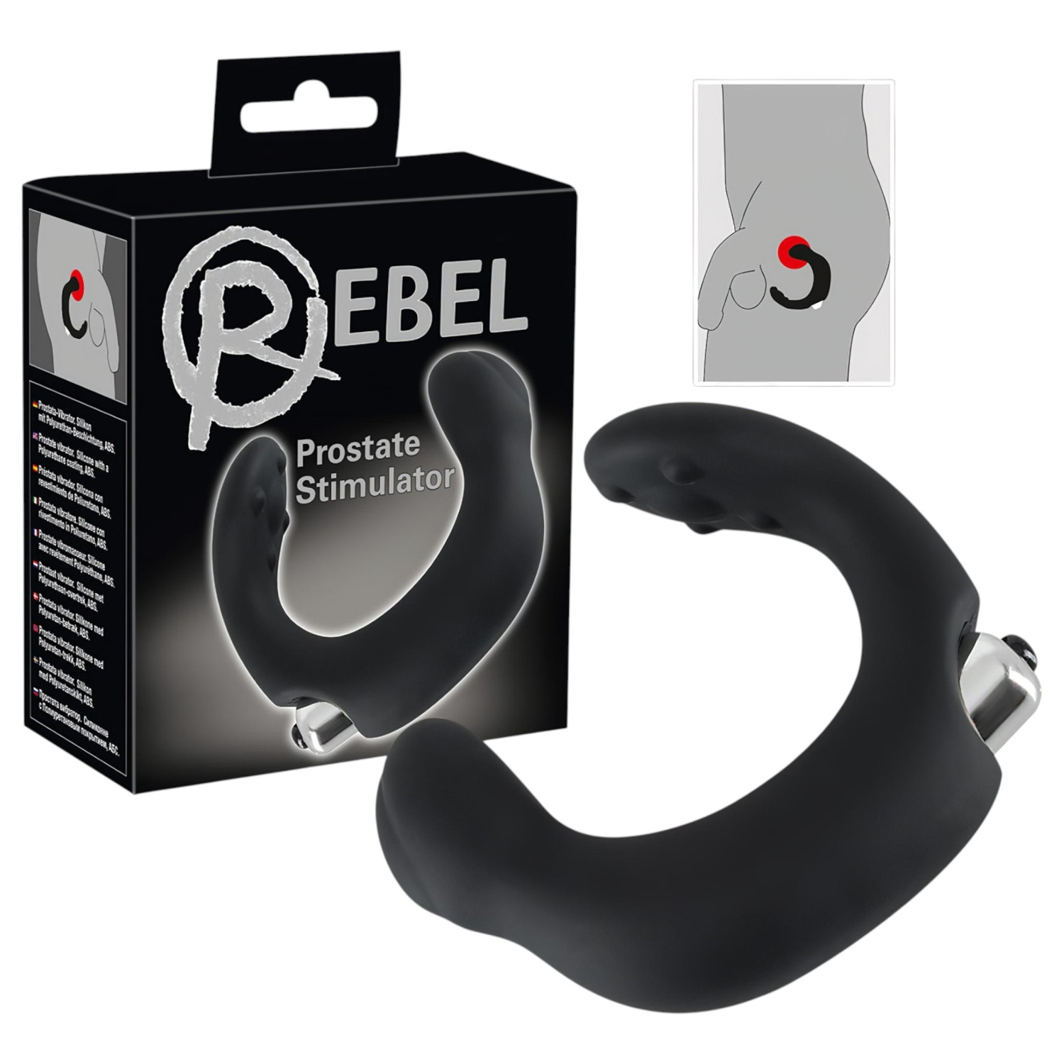 Rebel - vibrator za prostatu zakrivljen - crni