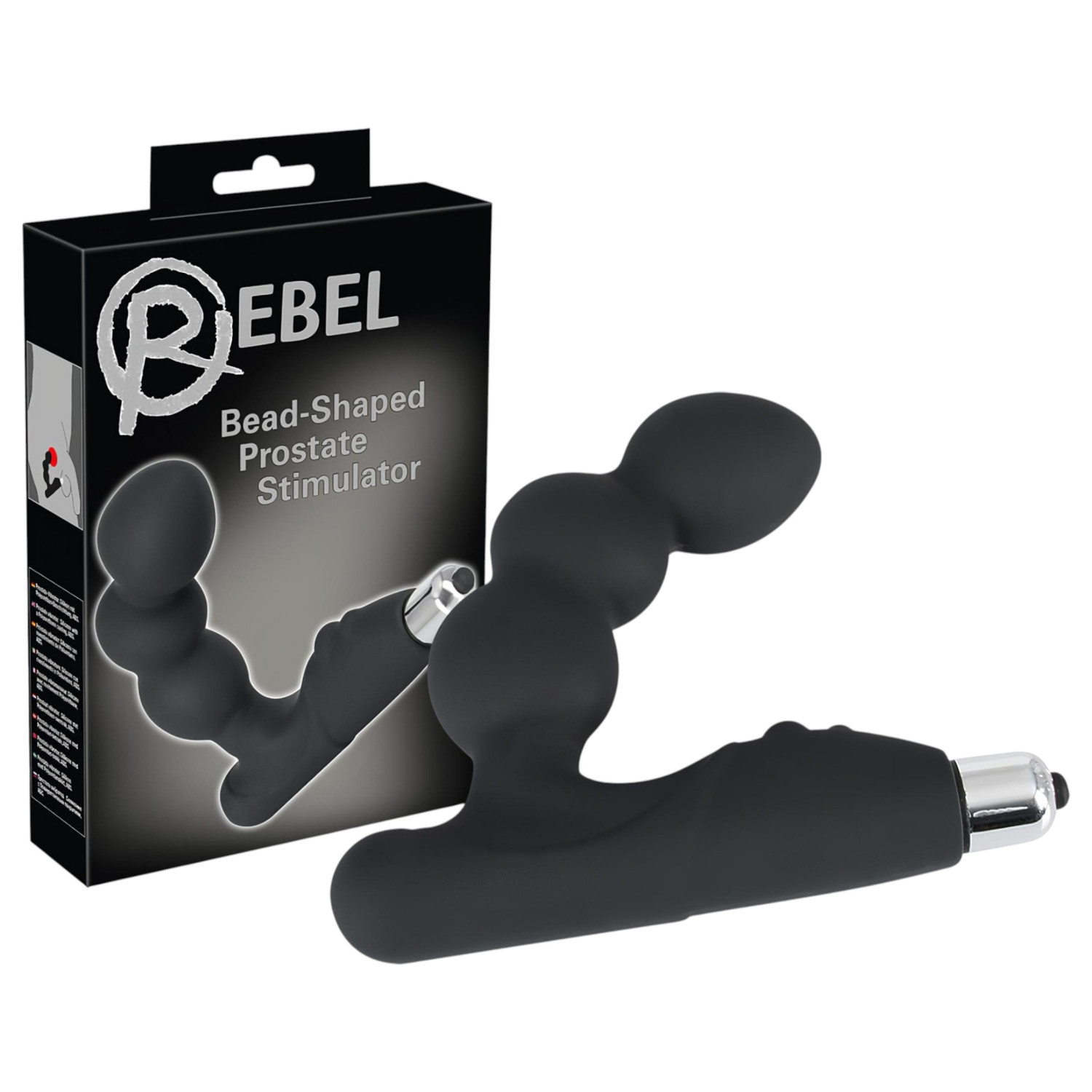 Rebel - vibrirajući masažer prostate s kuglicama - crni