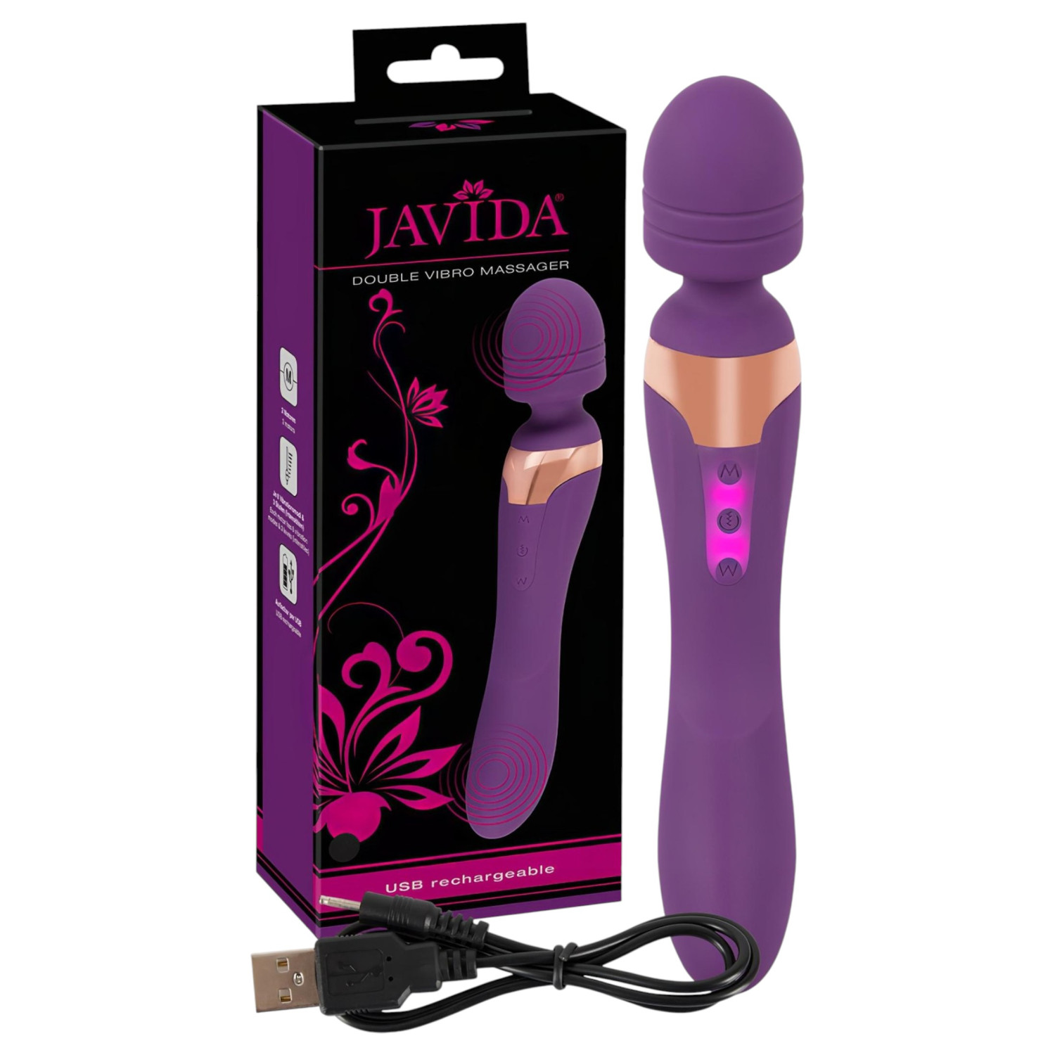 Javida Double - masažer vibrator - ljubičasta