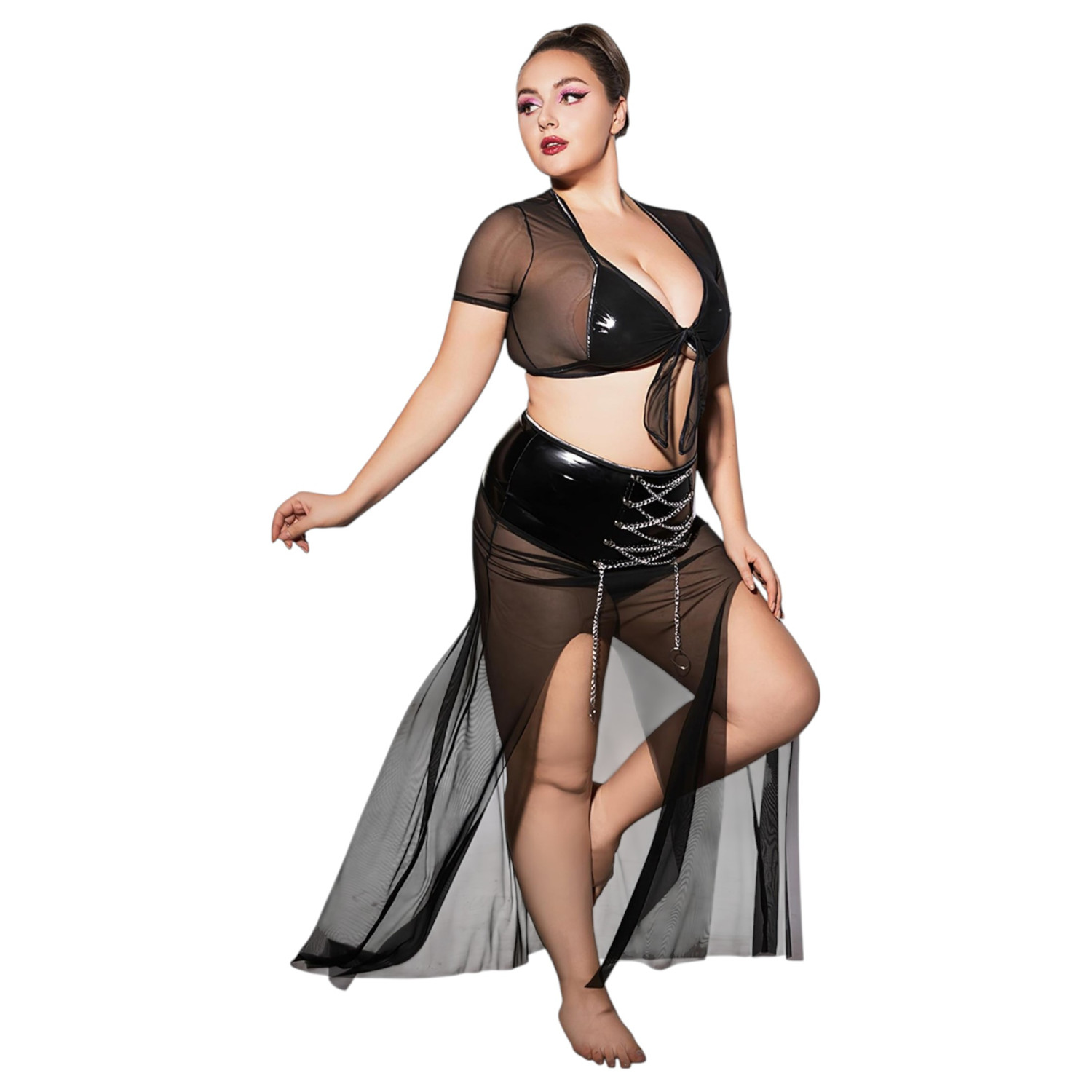 JSY 065 - crni babydoll set (XL-2XL)