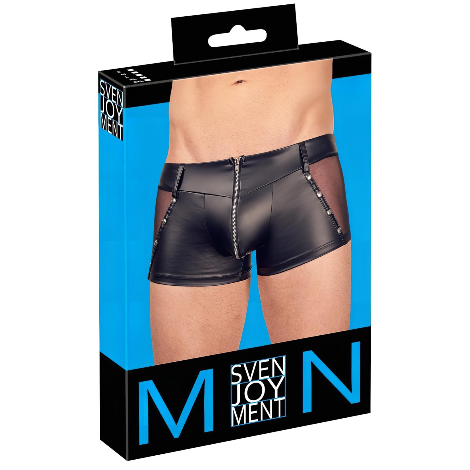 Svenjoyment - sjajni muški bokser s patentnim zatvaračem (crni) - XL